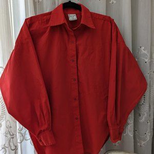 Sweet Baby Jane oversized red cotton blouse with snap on buttons, One Size